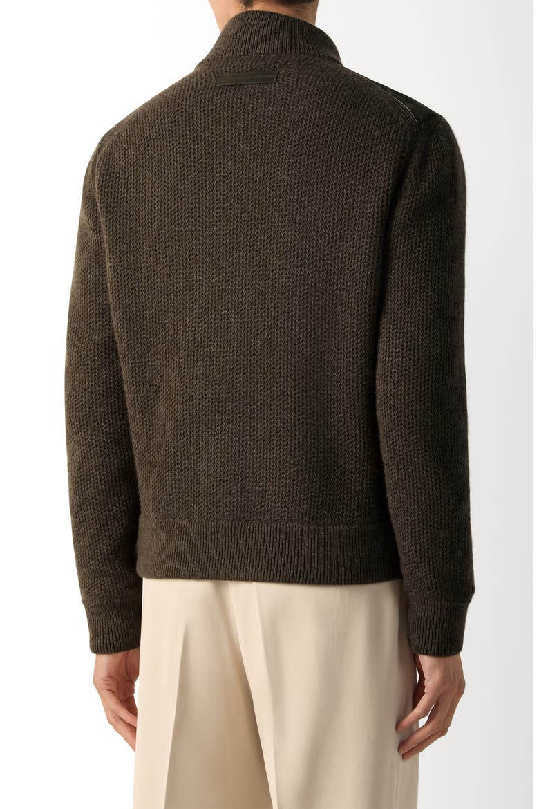 Cashmere & Suede Cardigan, Alternate, color, DARK OLIVE GREEN