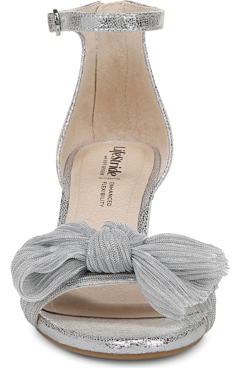 LifeStride Florence Bow Ankle Strap Sandal, Alternate, color, Silver