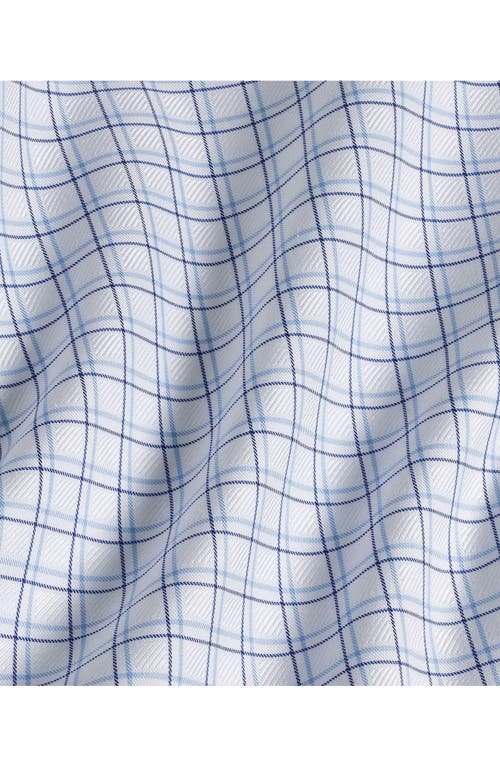 David Donahue Trim Fit Twill Dobby Check Dress Shirt In White/blue