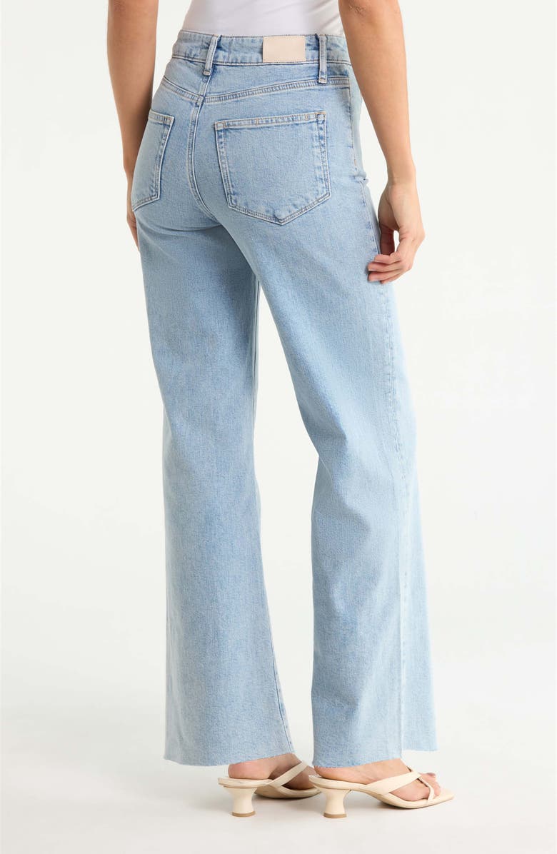PAIGE Anessa Button Pocket High Waist Raw Hem Wide Leg Jeans, Alternate, color, Canoga