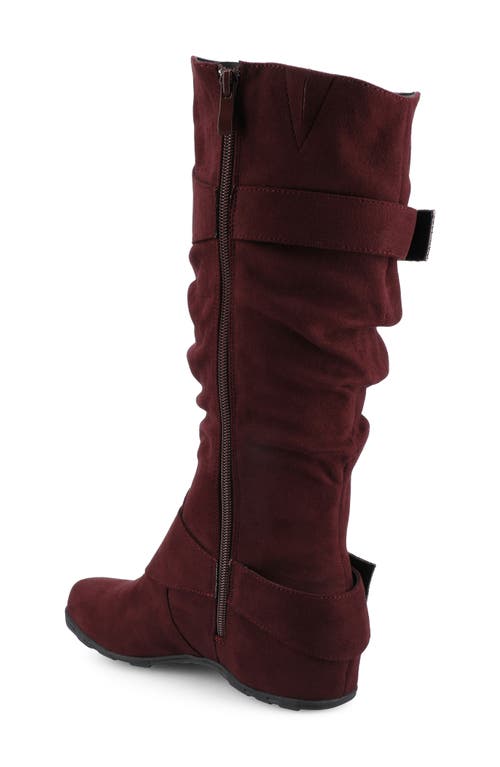 Journee Collection Jester Side Buckle Tall Boot In Burgundy