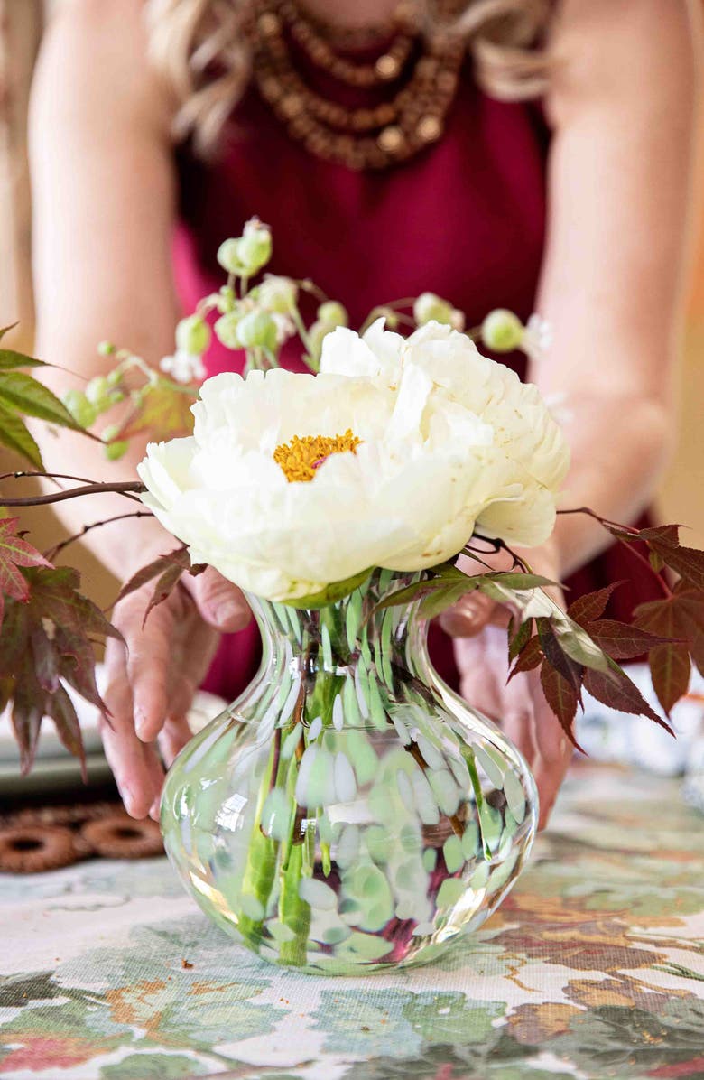 Juliska Puro 6-Inch Tortoiseshell Pattern Glass Vase, Alternate, color, Green