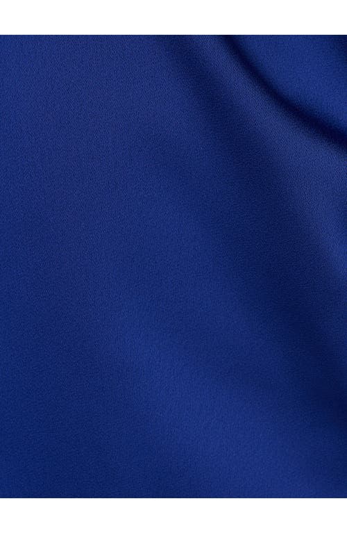 Aidan Mattox Bow Back Crepe & Satin Mermaid Gown In Blue