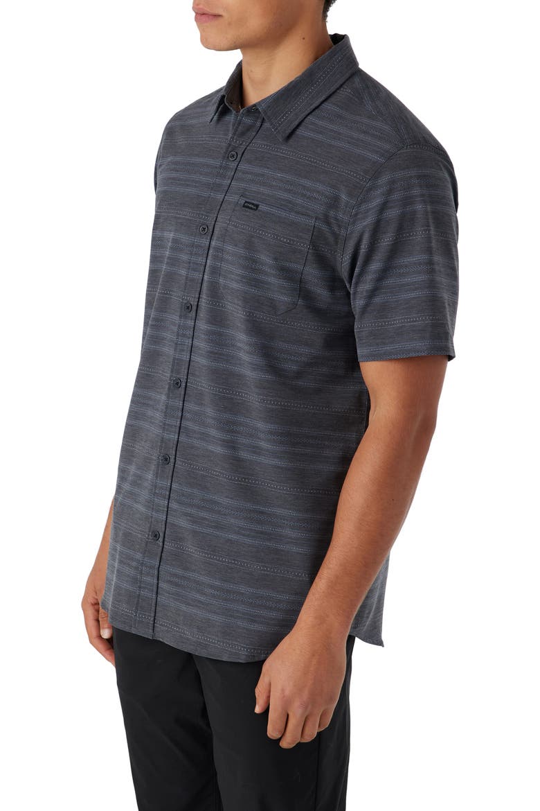 TRVLR Traverse Stripe UPF 50+ Button-Up Shirt, Alternate, color, BLACK
