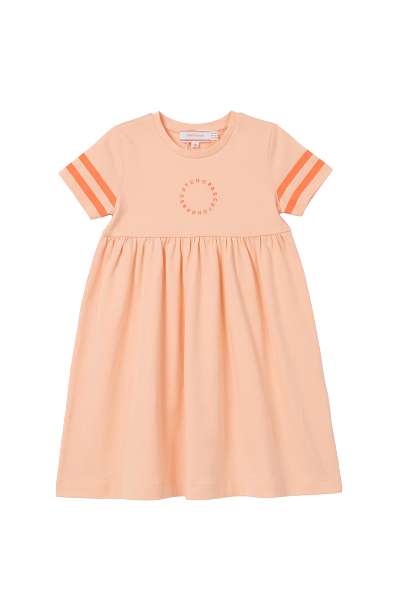 Hopscotch Stripe Trim Elastic Waist Dress, Main, color, Apricot