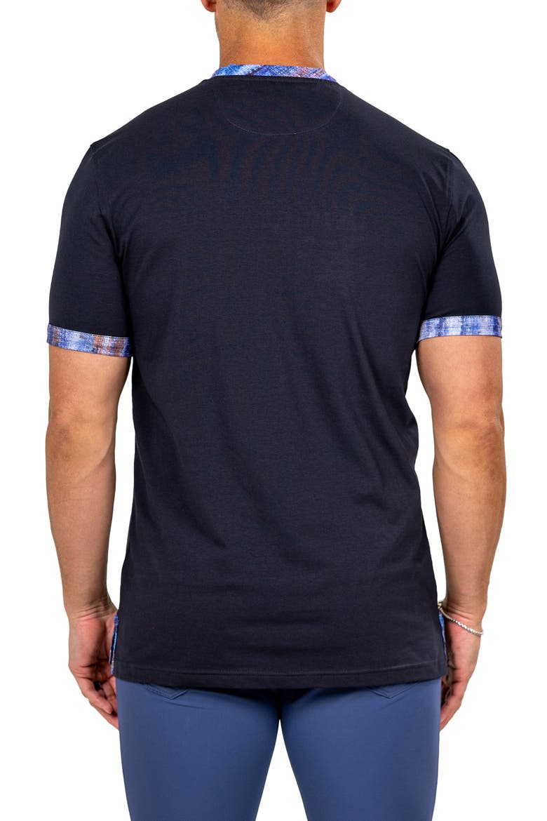 Edison Marthyr0003 Blue Cotton V-Neck T-Shirt, Alternate, color, BLUE