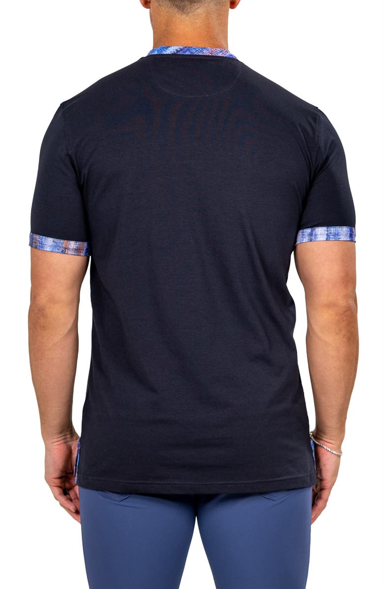 Maceoo Edison Marthyr0003 Blue Cotton V-Neck T-Shirt, Alternate, color, 