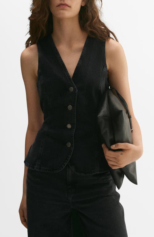 Mango Tie Denim Vest In Open Grey
