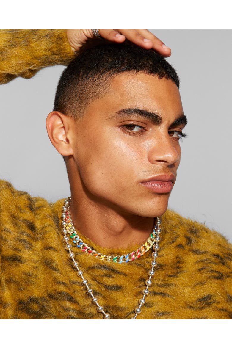 Rainbow Chunky Chain Collar Necklace, Alternate, color, Rainbow