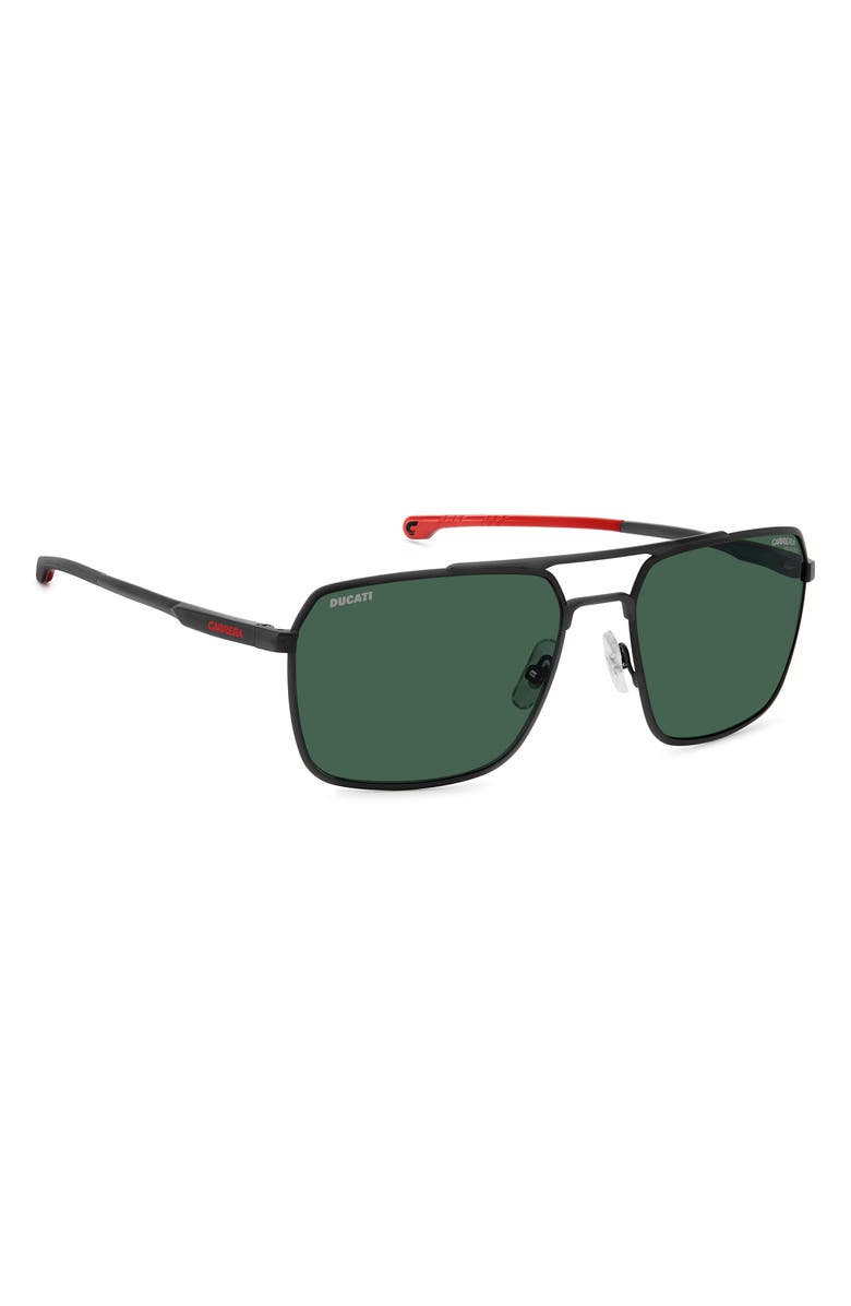 Carrera Eyewear x Ducati 59mm Carduc Rectangle Sunglasses, Alternate, color, Matte Black/ Green
