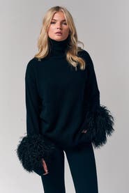Le Fafo Mongolian Shearling Cuffs Cashmere Sweater