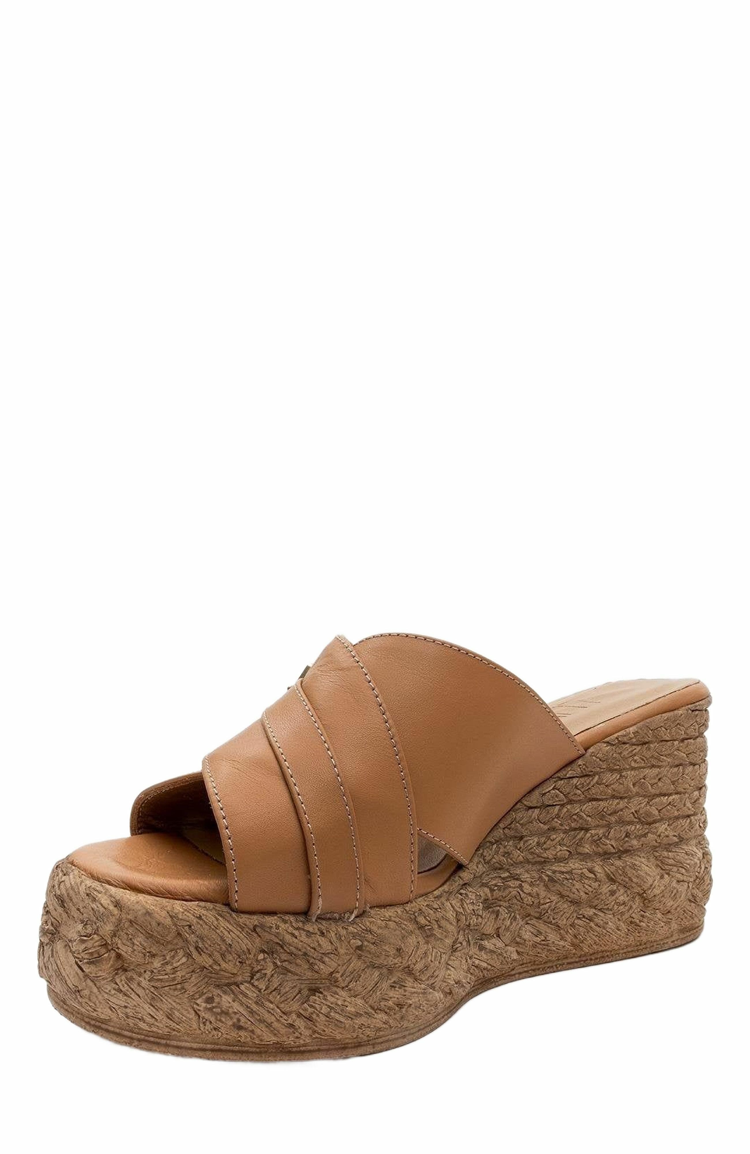 Forever & Always Shoes Palmas Leather Platform Sandal, Alternate, color, Brown Leather