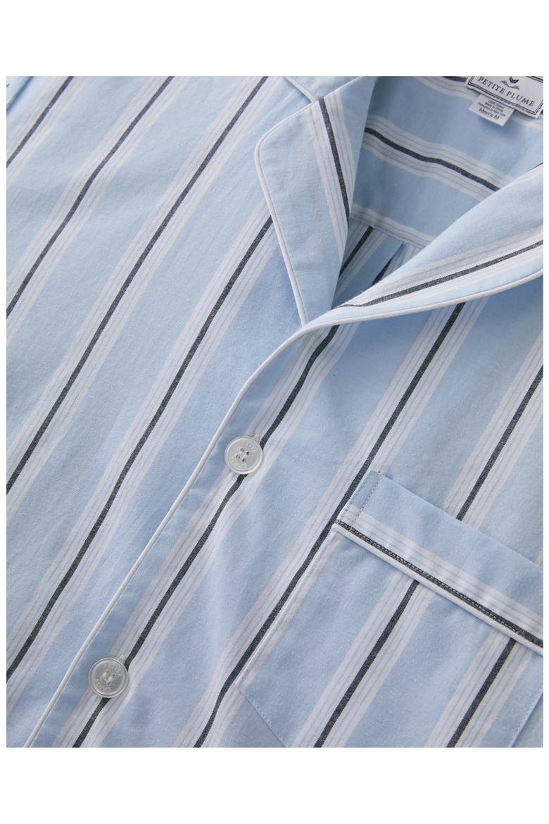 Classic Stripe Cotton Twill Short Pajamas, Alternate, color, BLUE