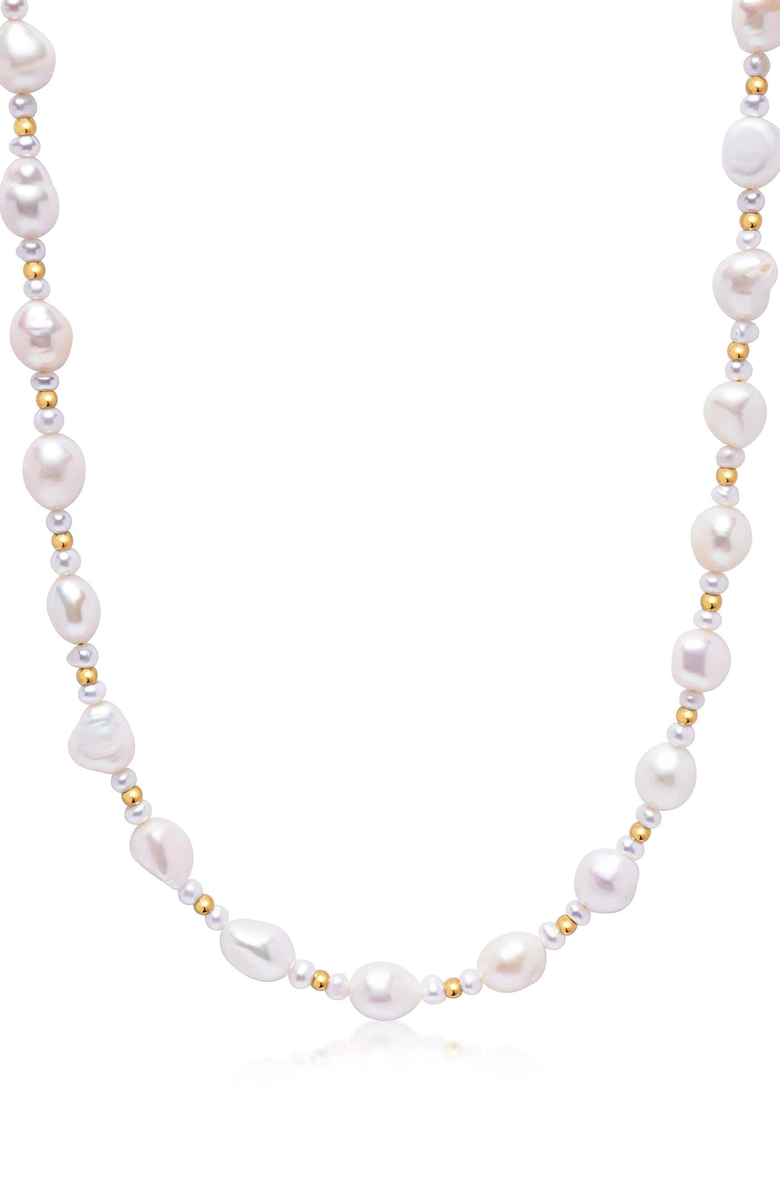Nialaya Maui Pearl Choker, Main, color, White Pearls / Gold