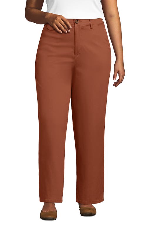 Lands' End Chino High Rise Rail Straight Leg Pants In Brown