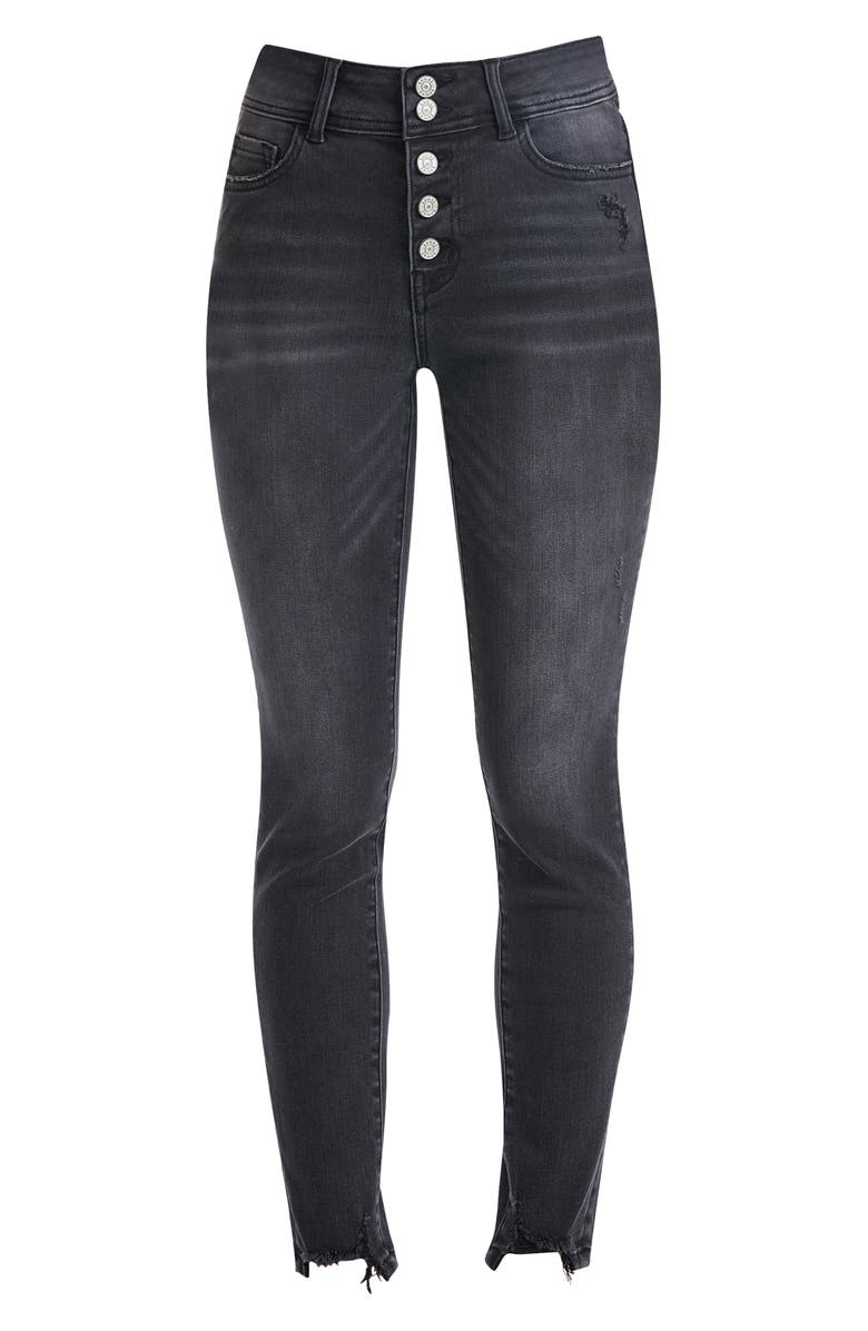 Bayeas Button Fly High Waist Skinny Jeans, Alternate, color, Black Melody