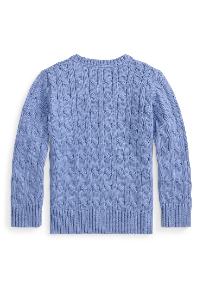 Kids' Cabled Cotton Crewneck Sweater (Nordstrom Exclusive), Alternate, color, CAMPUS BLUE