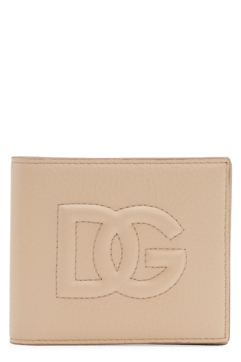 DG Quilted Leather Bifold Wallet, Main, color, SABBIA