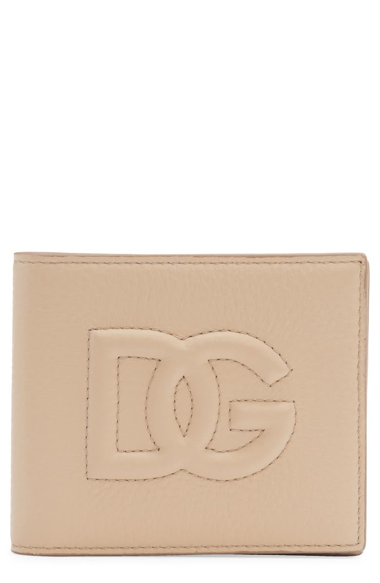 Dolce&Gabbana DG Quilted Leather Bifold Wallet, Main, color, Sabbia
