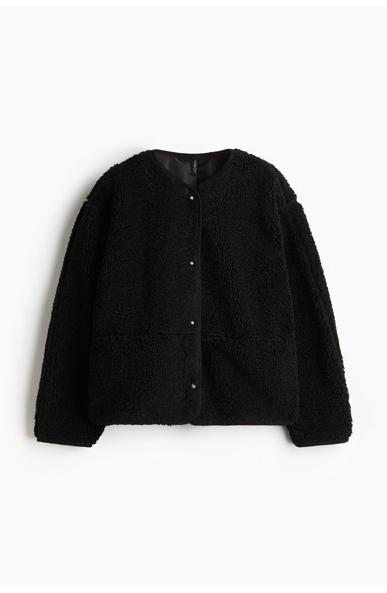 H&M Teddy Jacket, Main, color, Black