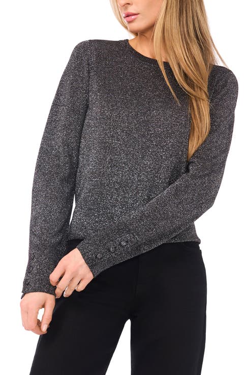 Rhinestone Button Sweater (Regular & Petite)