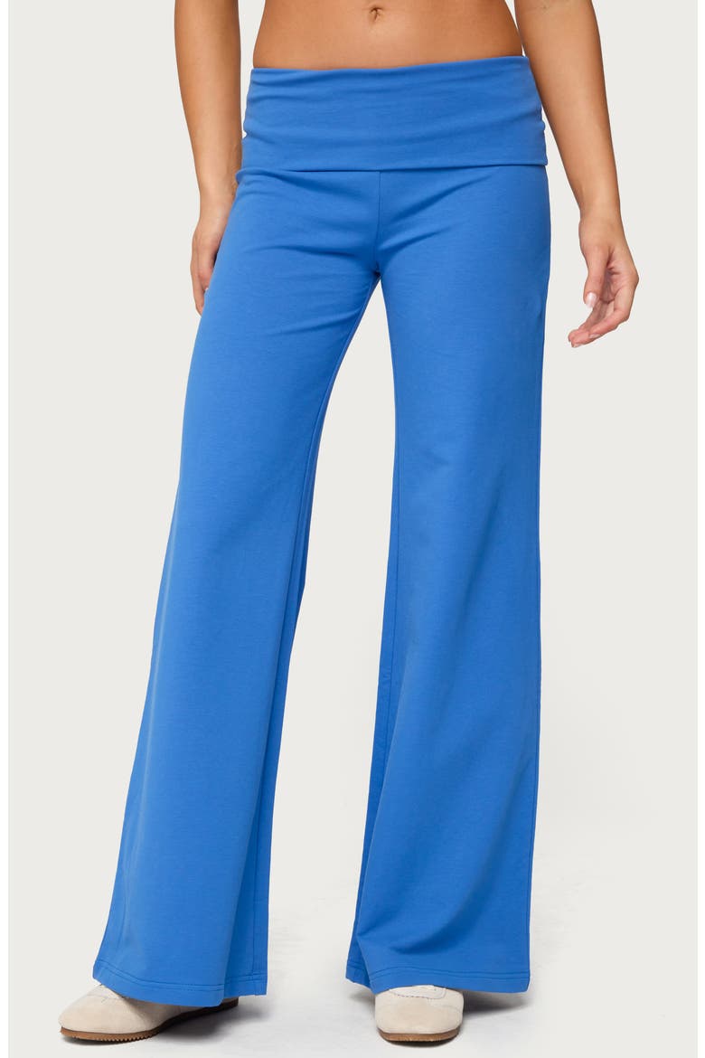 Wide Leg Foldover Pants, Main, color, BLUE