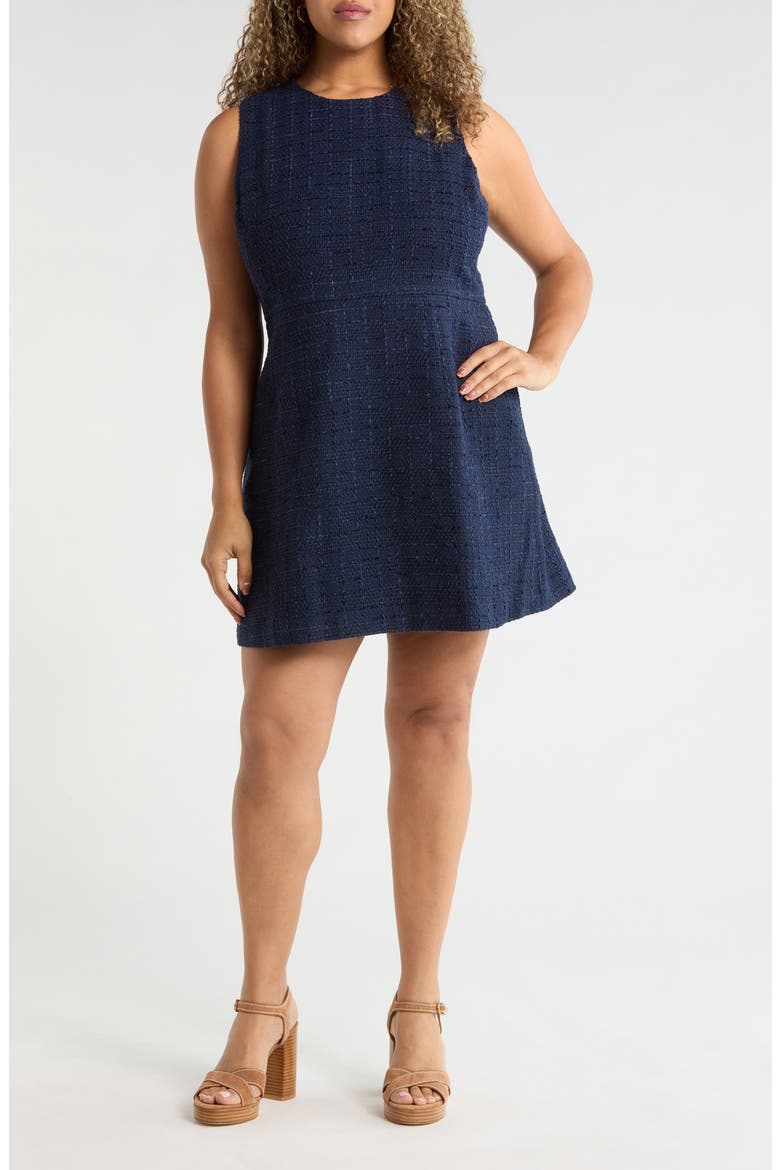 Tweed Sheath Dress, Main, color, NAVY TWEED