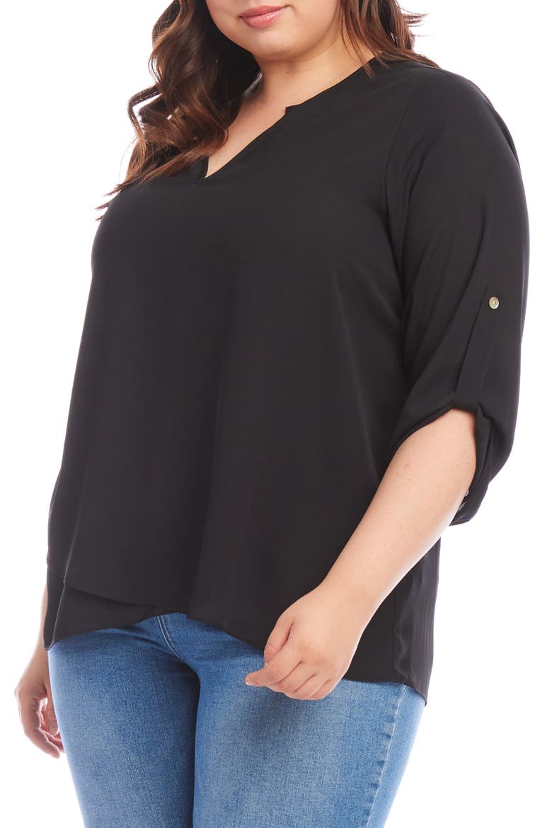 Asymmetrical Crepe Top, Alternate, color, BLACK