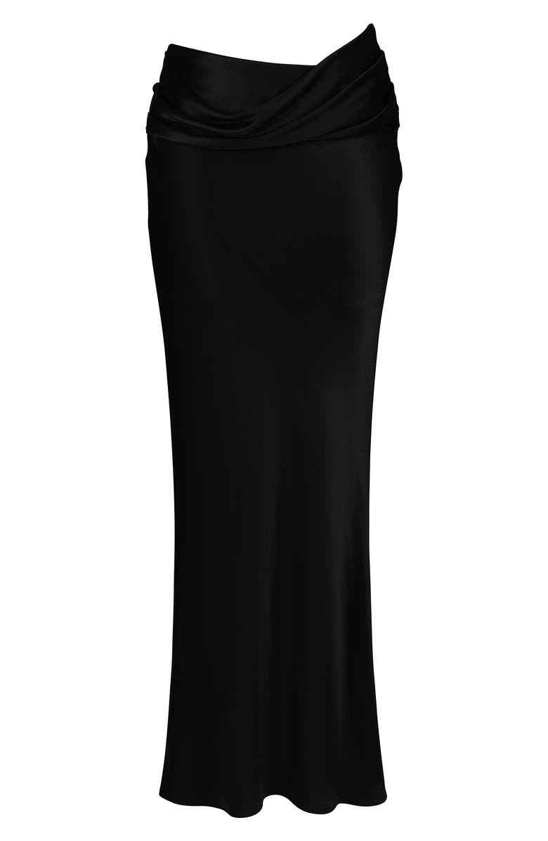 HOUSE OF CB Beau Draped Satin Maxi Skirt, Alternate, color, Black