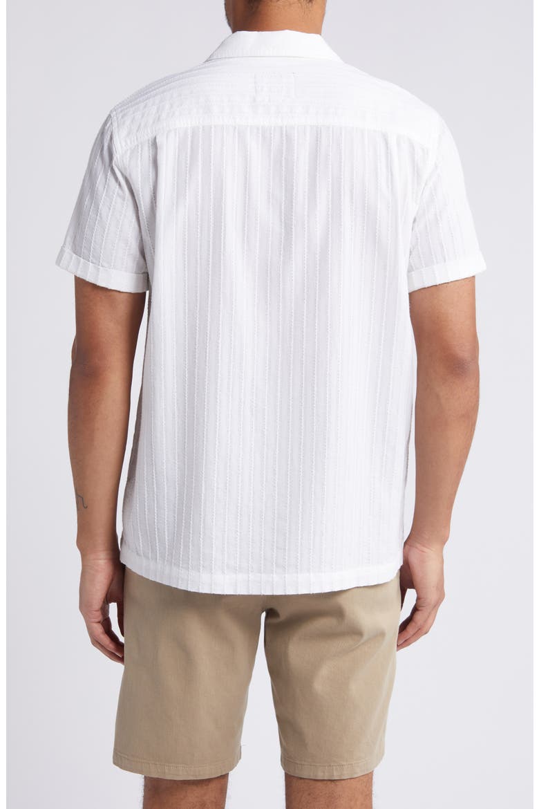 Sinclair Textured Stripe Cotton Camp Shirt, Alternate, color, WHITE