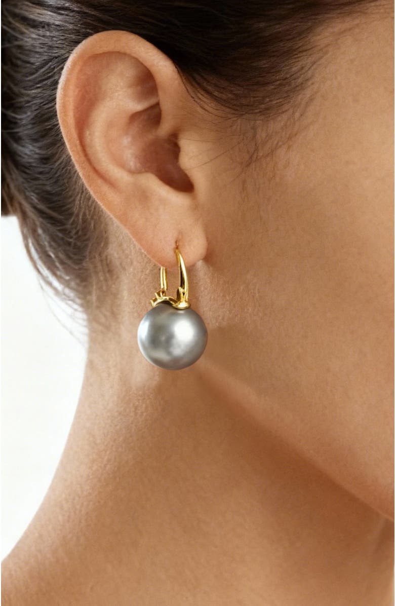 RETRO CHIC Retro Pearl Earrings, Alternate, color, Grey