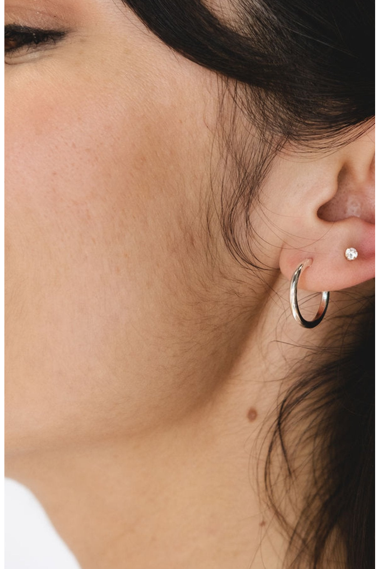 Halo Hoops Earrings, Alternate, color, Silver