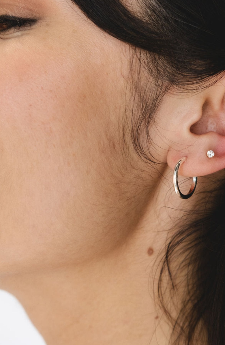 Nickel & Suede Halo Hoops Earrings, Alternate, color, Silver