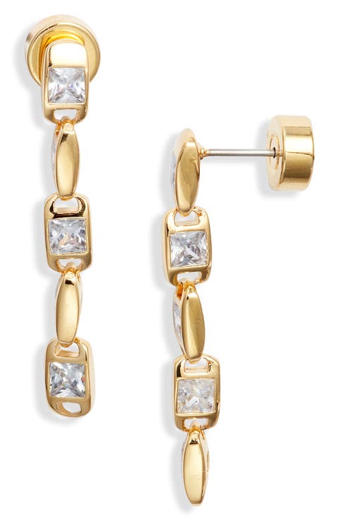 Cubic Zirconia Linear Drop Earrings