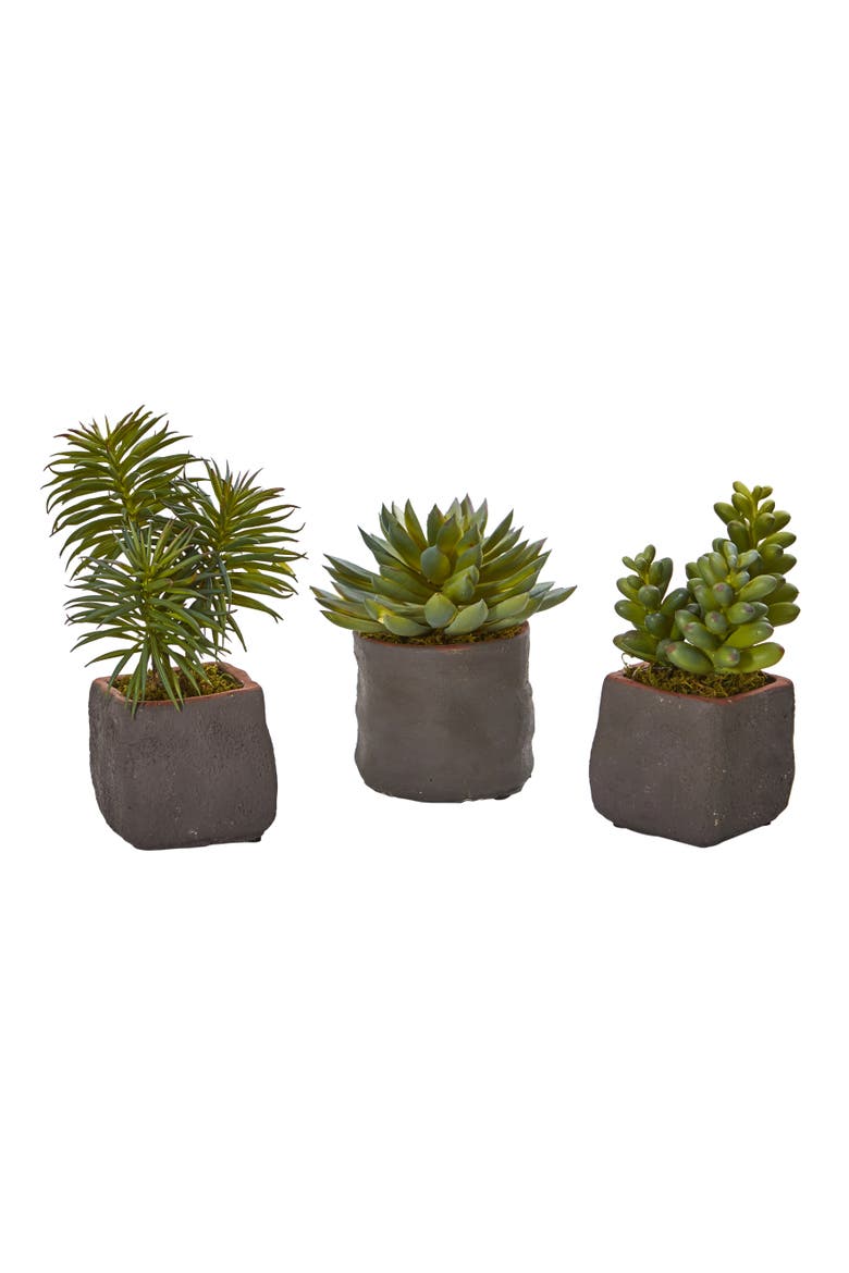 Mixed Succulent Trio Artificial Plant, Main, color, Green