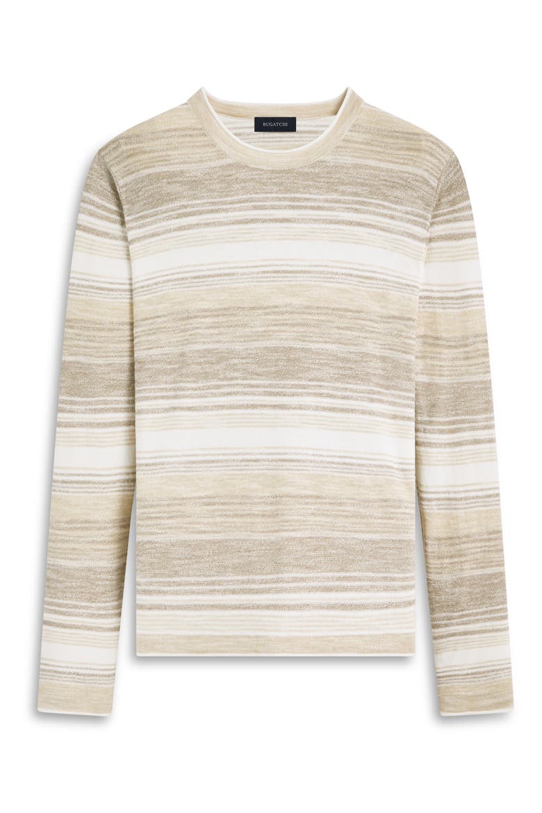 Stripe Crewneck Cotton Sweater, Alternate, color, BEIGE