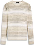Bugatchi Stripe Crewneck Cotton Sweater
