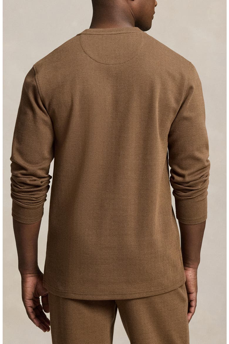 Herringbone Henley Sleep Shirt, Alternate, color, BRANCH HERRINGBONE BROWN