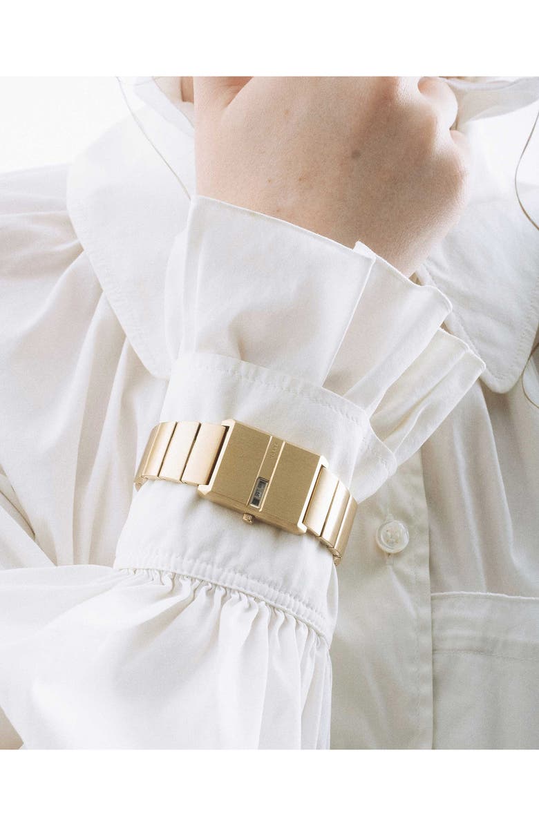 BREDA Pulse Digital 18K Gold Plate Stainless Steel Bracelet Watch, 26mm x 7mm, Alternate, color, 