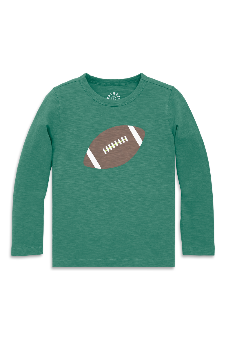 Kids Long Sleeve Football Tee, Main, color, Sunwashed Teal Football