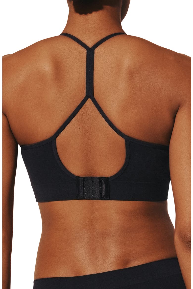 Seamless Stretch Cotton Blend Wireless Bralette, Alternate, color, BLACK