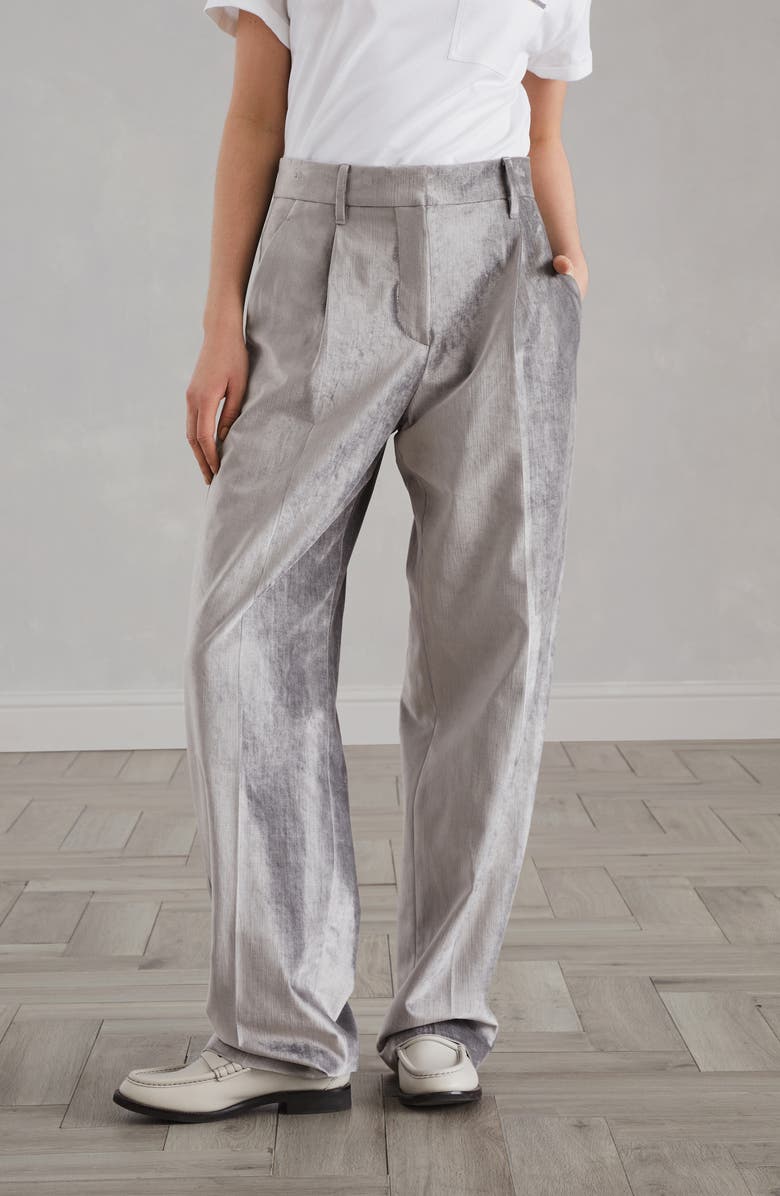 Brunello Cucinelli Loose Straight trousers with monili, Alternate, color, 