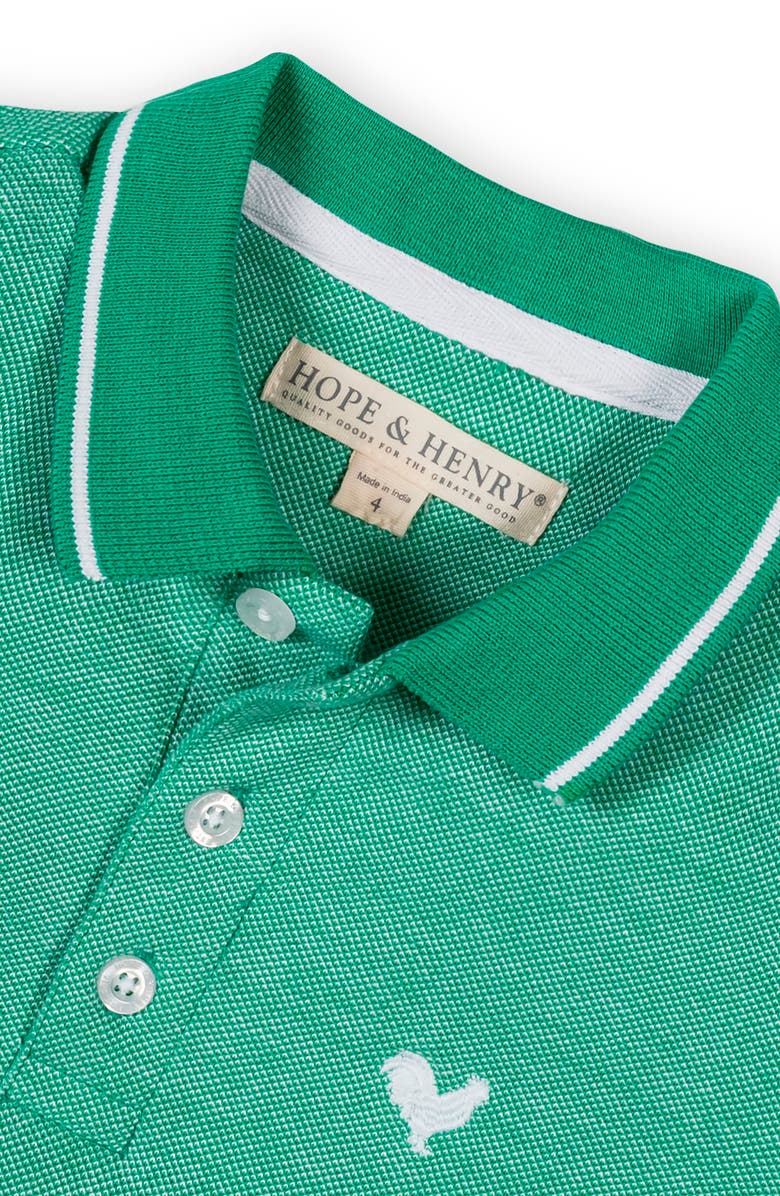 Hope & Henry Kids' Organic Short Sleeve Knit Pique Polo Shirt, Alternate, color, Kelly Green