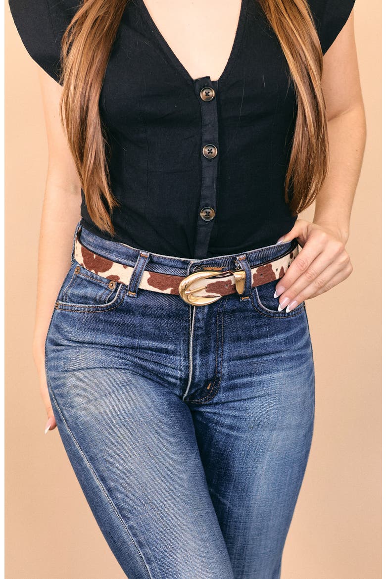 Marissa Faux Calf Hair Belt, Alternate, color, COW/ GOLD