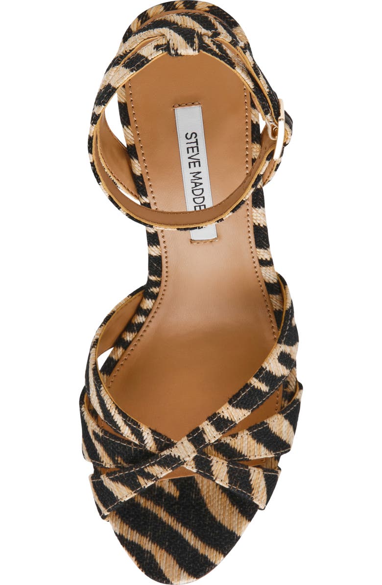 Steve Madden Harbor Ankle Strap Wedge Sandal, Alternate, color, Zebra