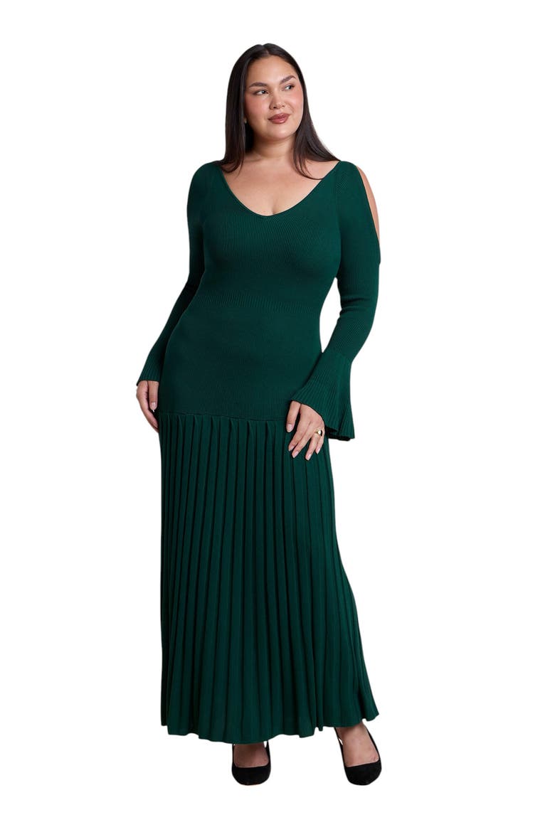 Pleated Sweater Maxi Dress, Main, color, EMERALD GREEN