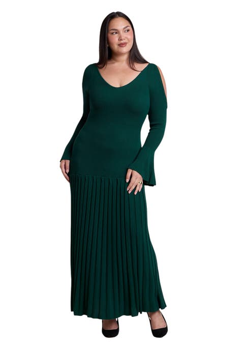 Pleated Sweater Maxi Dress