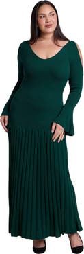 ELOQUII Pleated Sweater Maxi Dress