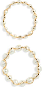 Nordstrom 2-Pack Metal Wrapped Imitation Pearl Bracelets