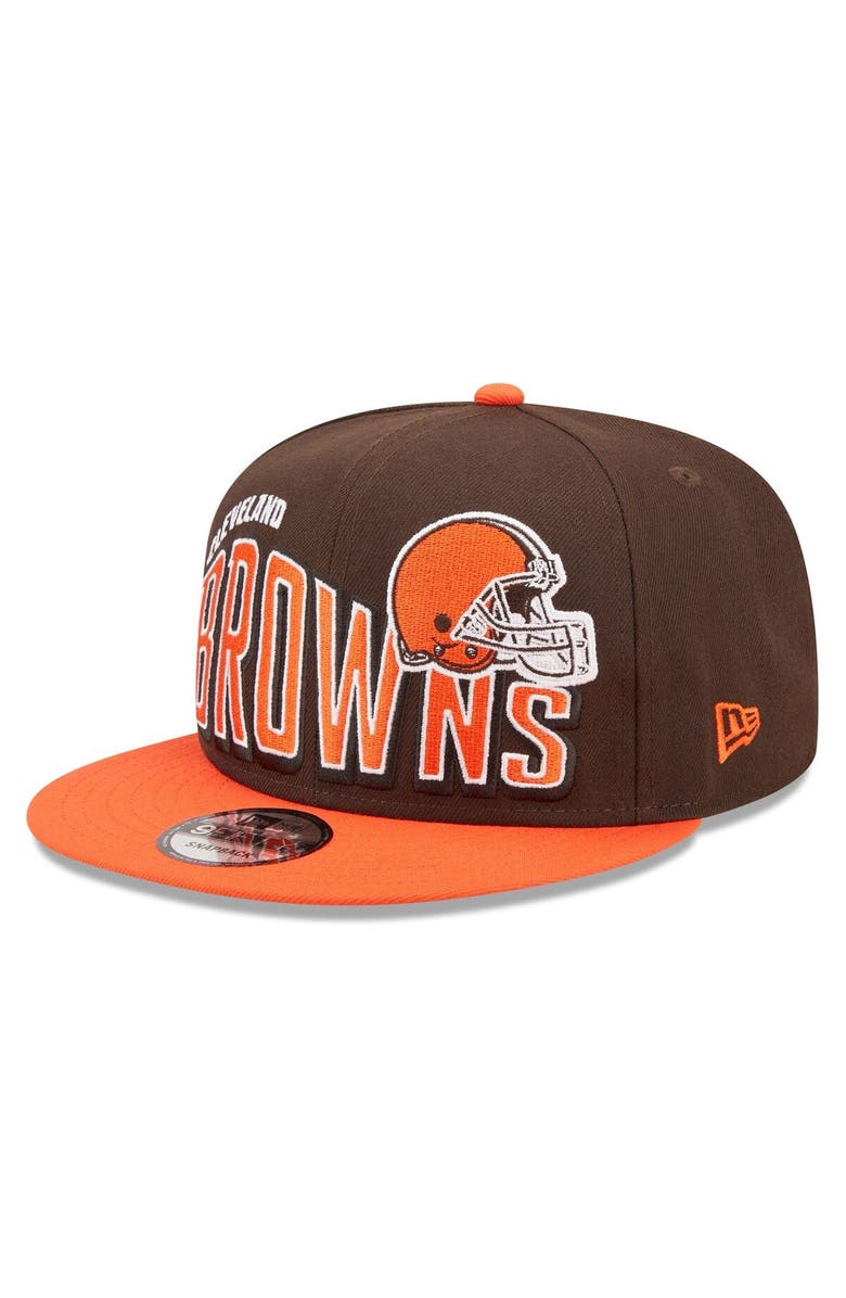 New Era Men's New Era Brown/Orange Cleveland Browns Wordmark Flow 9FIFTY Snapback Hat, Main, color, 